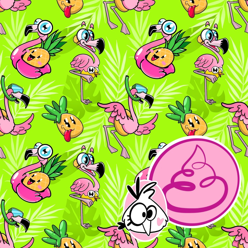 jersey tyg flamingo flaminGoGo tropical green grön lime