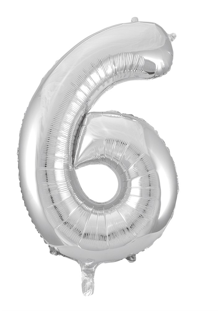 Folieballong Silver "6" 86cm