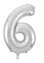 Folieballong Silver "6" 86cm