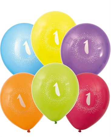 Födelsedagsballong ''1'' 6-pack