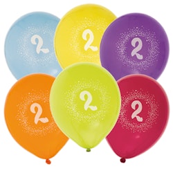 Födelsedagsballong "2" 6-pack
