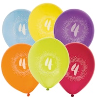 Födelsedagsballong "4" 6-pack
