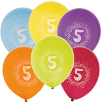 Födelsedagsballong "5" 6-pack