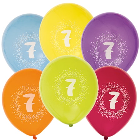 Födelsedagsballong "7" 6-pack