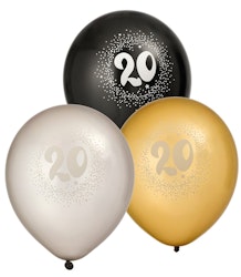 Födelsedagsballong "20" 6-pack