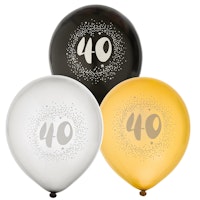 Födelsedagsballong "40" 6-pack