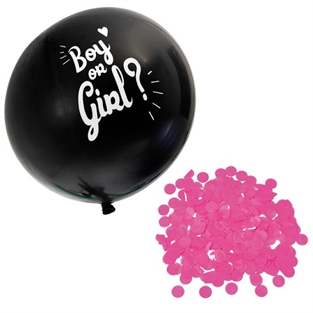 Ballong ''Boy or Girl'' Rosa konfetti