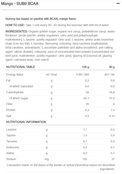 VEGAN GUMMY BAR 30G PECTINA BCAAS MANGO