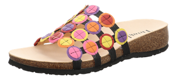 Think! Shoes Julia 247 Svart/ Kombi. Slip-in sandaler med ortopedisk fotbädd. Vegetabilgarvat, 100% kromfritt skinn