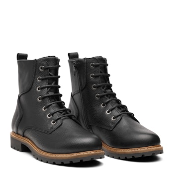 New Feet 232-15. Varmfodrade och vattentäta snörkängor med dragkedja. Svart. Slim Fit.