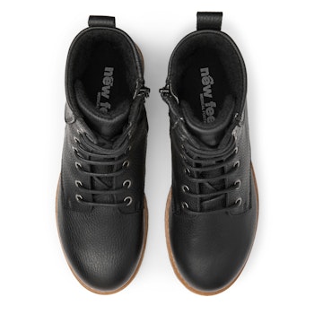 New Feet 232-15. Varmfodrade och vattentäta snörkängor med dragkedja. Svart. Slim Fit.