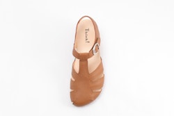 Think! Shoes Julia Cognac. Sandaler med ortopedisk fotbädd. Vegetabilgarvat, 100% kromfritt skinn
