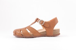 Think! Shoes Julia Cognac. Sandaler med ortopedisk fotbädd. Vegetabilgarvat, 100% kromfritt skinn