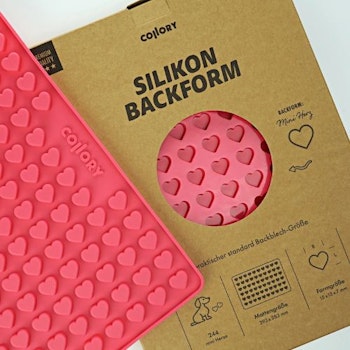 Silikonbakmatta för hundgodis, Hjärta Mini, rosa