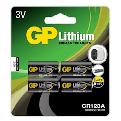 GP Lithiumbatteri, CR 123A, 4-pack