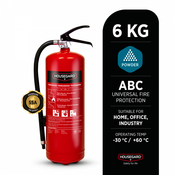 Housegard 6 kg pulversläckare 43A, PE6HR-C SE/FI