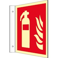 Flaggskylt brandsläckare 15x15 cm Aluminium
