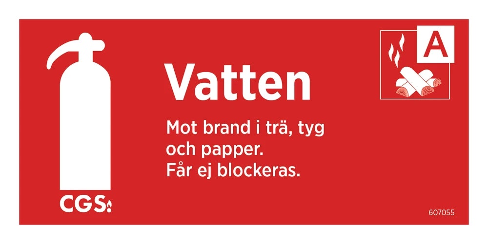 CGS skylt vatten 10x20 cm röd/vit, vinyl