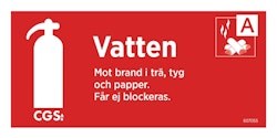 CGS skylt vatten 10x20 cm röd/vit, vinyl