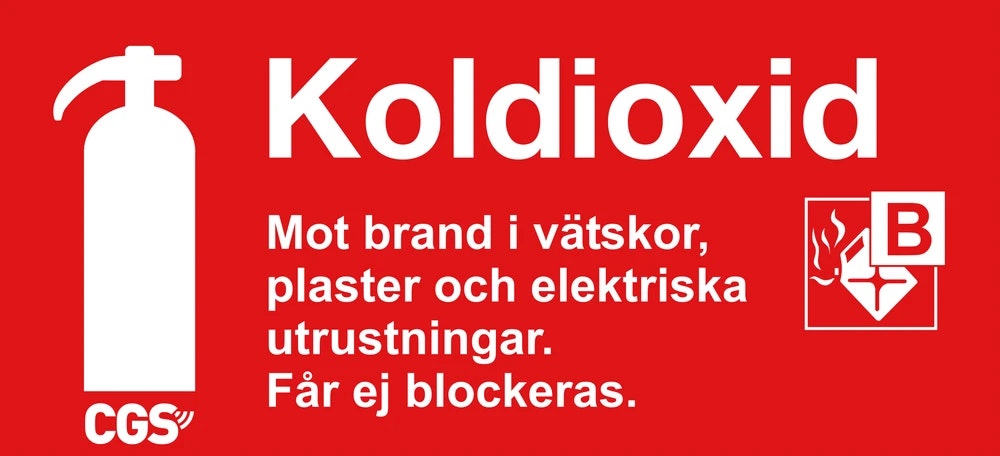 CGS skylt koldioxid 10x20 cm röd/vit, vinyl