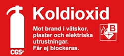 CGS skylt koldioxid 10x20 cm röd/vit, vinyl