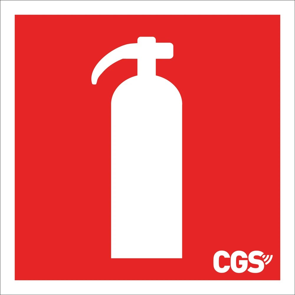 CGS skylt brandsläckare 20x20 cm, röd/vit, vinyl
