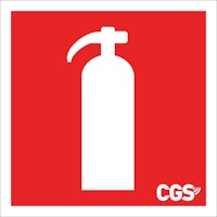 CGS skylt brandsläckare 20x20 cm, röd/vit, vinyl
