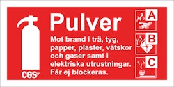 CGS skylt pulver 10x20 cm röd/vit, vinyl