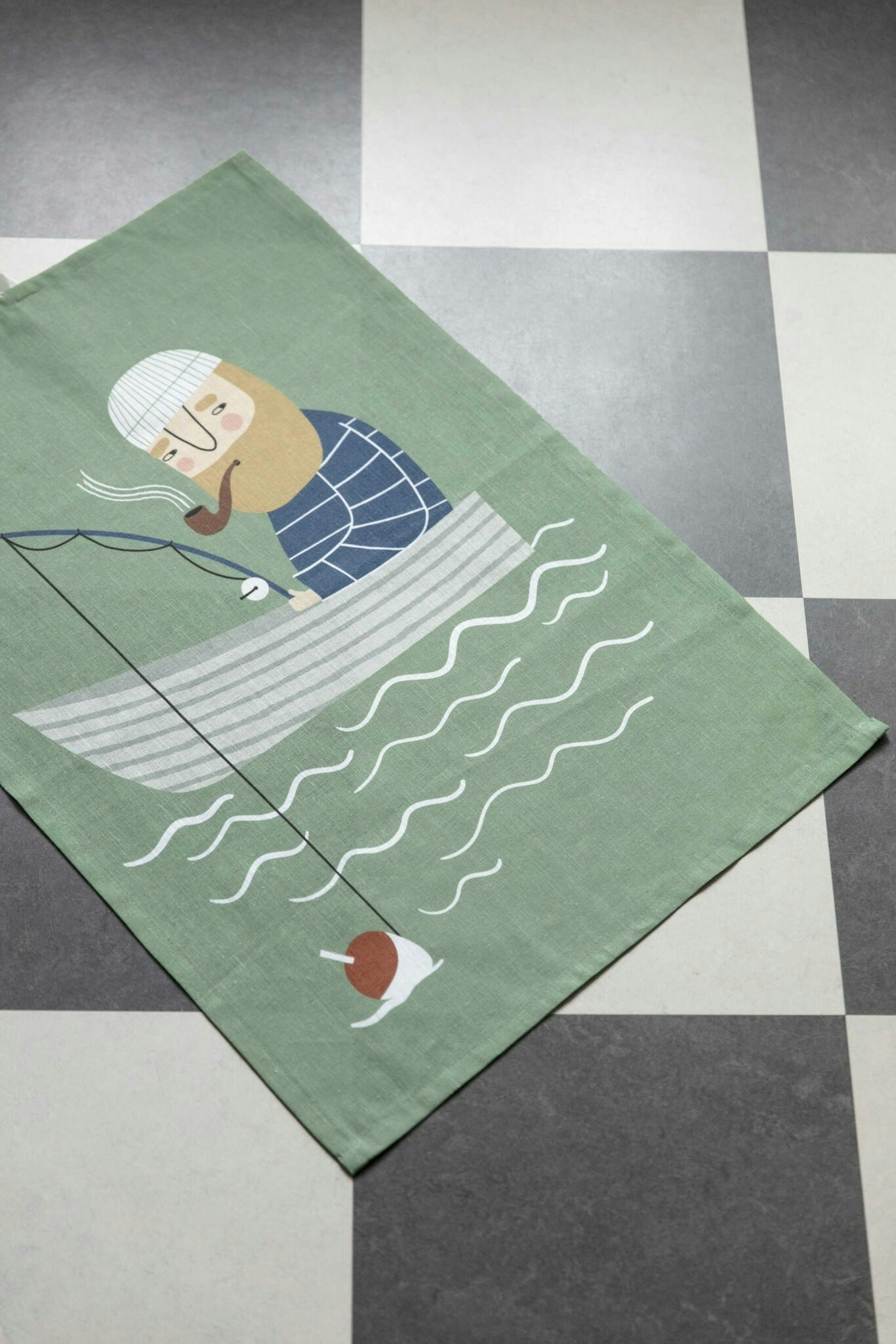 Fishing trip kitchen towel