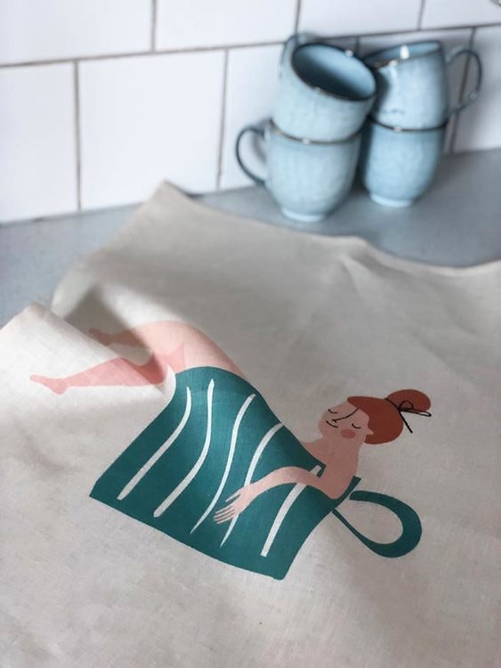 Cup of coffee kitchen towel