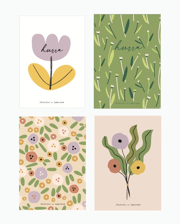 Green set of 4 cards