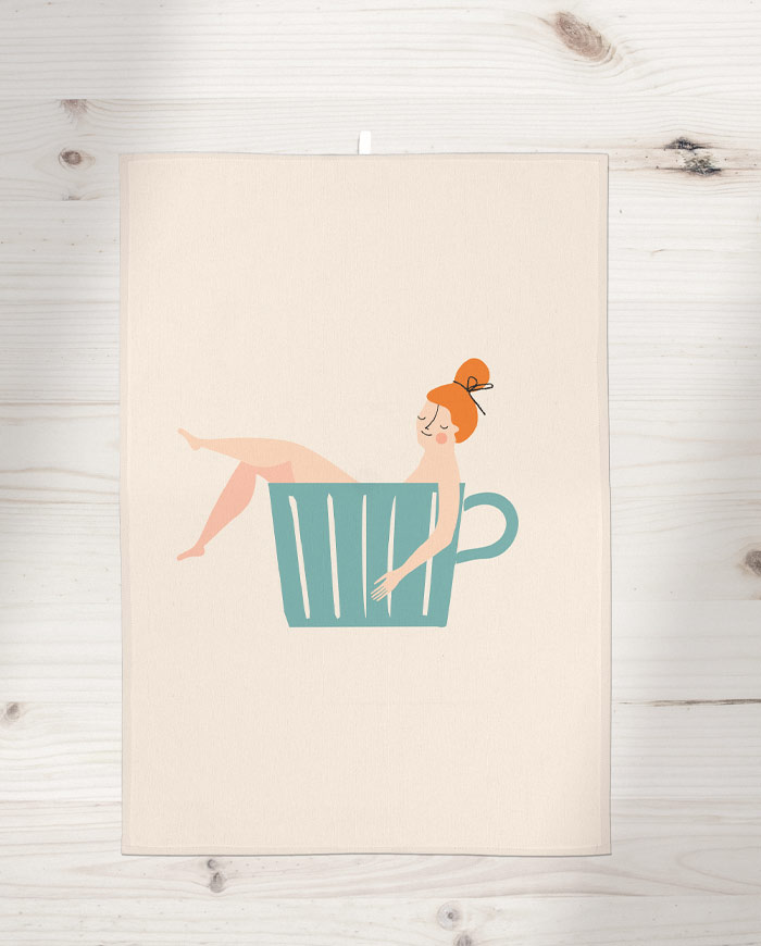 Cup of coffee kitchen towel