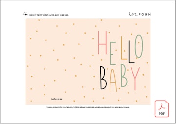 Printable kort Hello baby