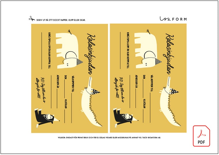 Printable kalasinbjudan