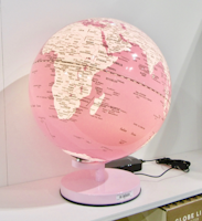 Rosa jordglob med lampa 30cm