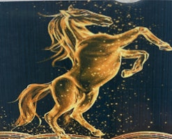 Golden horse  25x34cm