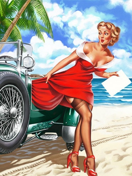 Pinuppa bil 40x50cm
