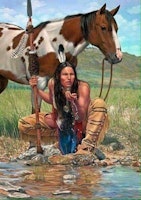 Man native americans häst 30x40cm