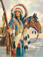 Man native americans häst 40x50cm