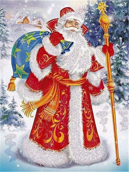Tomte med stav 40x50cm