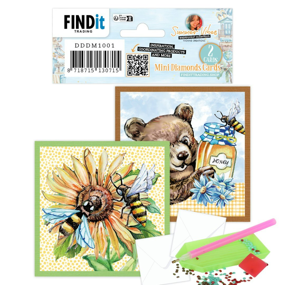 Dotty Designs® - Vykort Honungsbi och Björn 2pack