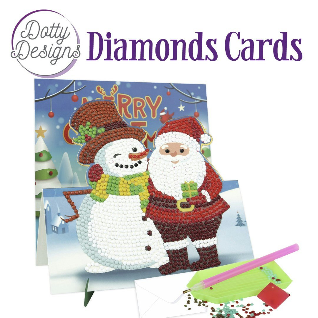 Dotty Designs® - Vykort Julmotiv tomte snögubbe utvikande