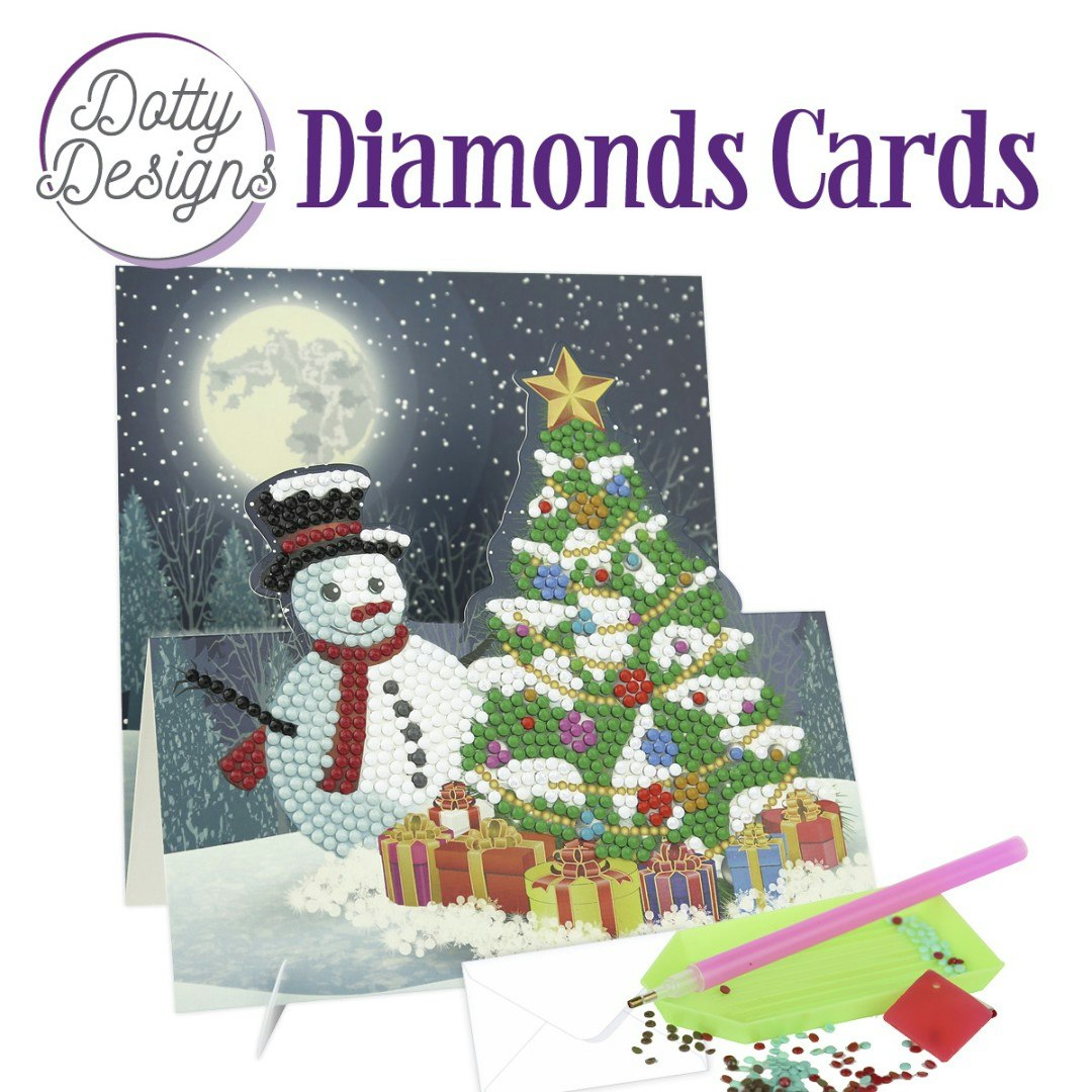 Dotty Designs® - Vykort Julmotiv snögubbe gran utvikande