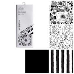 Cricut Joy Adhesive Backed Deluxe Paper 11,5x30,5cm 10-sheets (Black and White Botanicals)