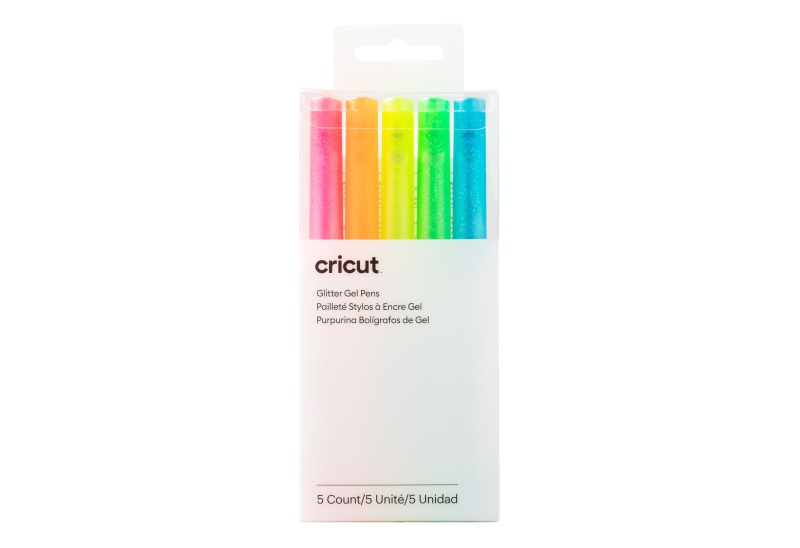Cricut Glitter Gel Neon pens 5-pack (Pink, Orange, Yellow, Green, Blue)