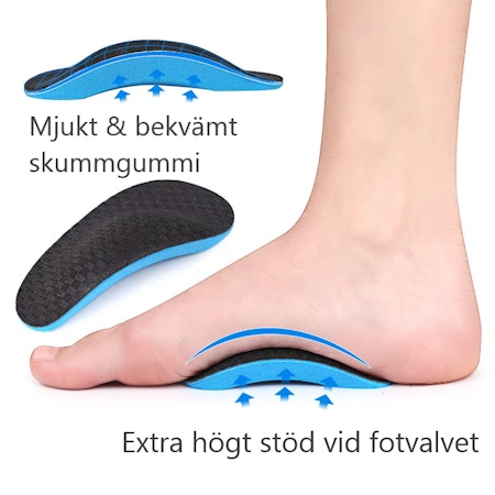 Skoinlägg, mjukt eva-skum, högt fotvalvsstöd 2st