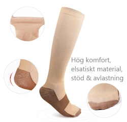 Stödstrumpor Komfort, Klass 1, 15-21mmHg BEIGE/BRUN