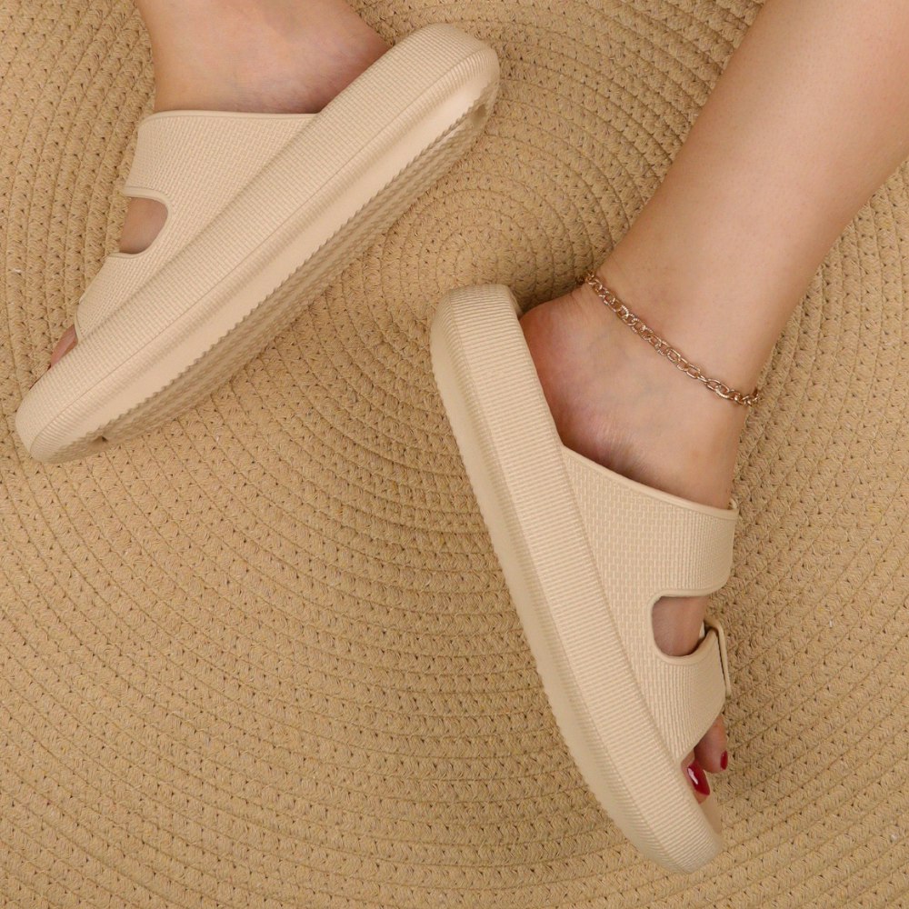 Premium Justerbara Cloud Tofflor KHAKI – mjuka & stötdämpande