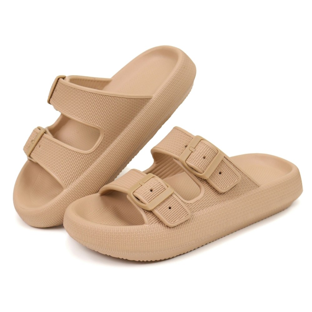 Premium Justerbara Cloud Tofflor KHAKI – mjuka & stötdämpande