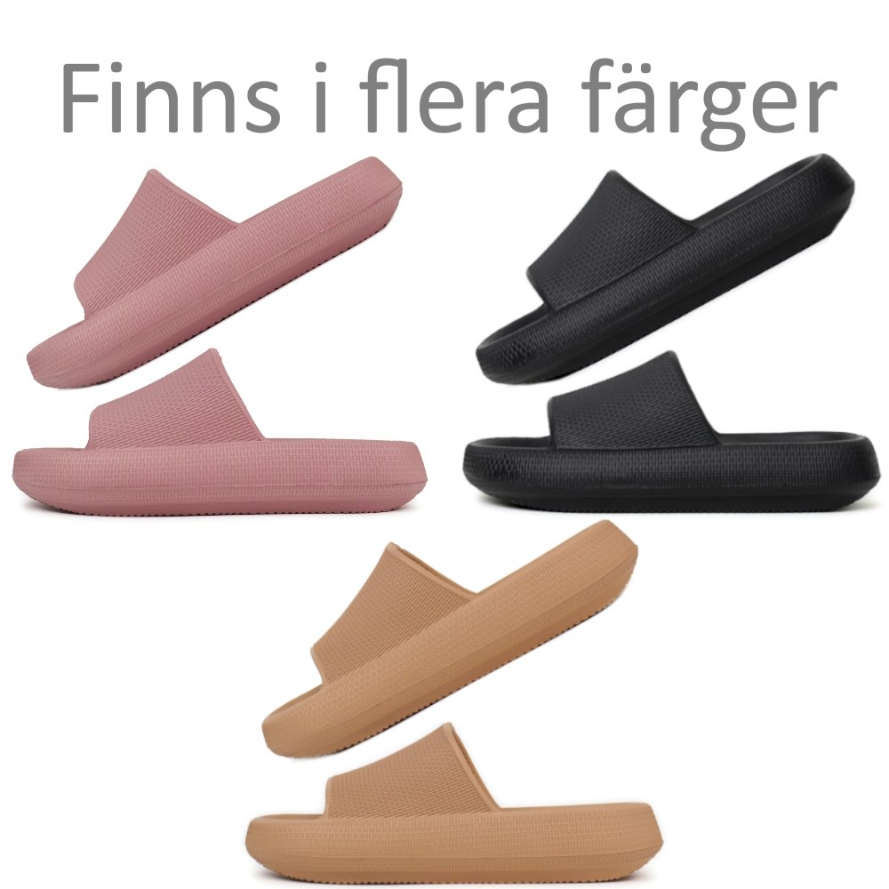 Premium cloud tofflor SVART, mjuka stötdämpande